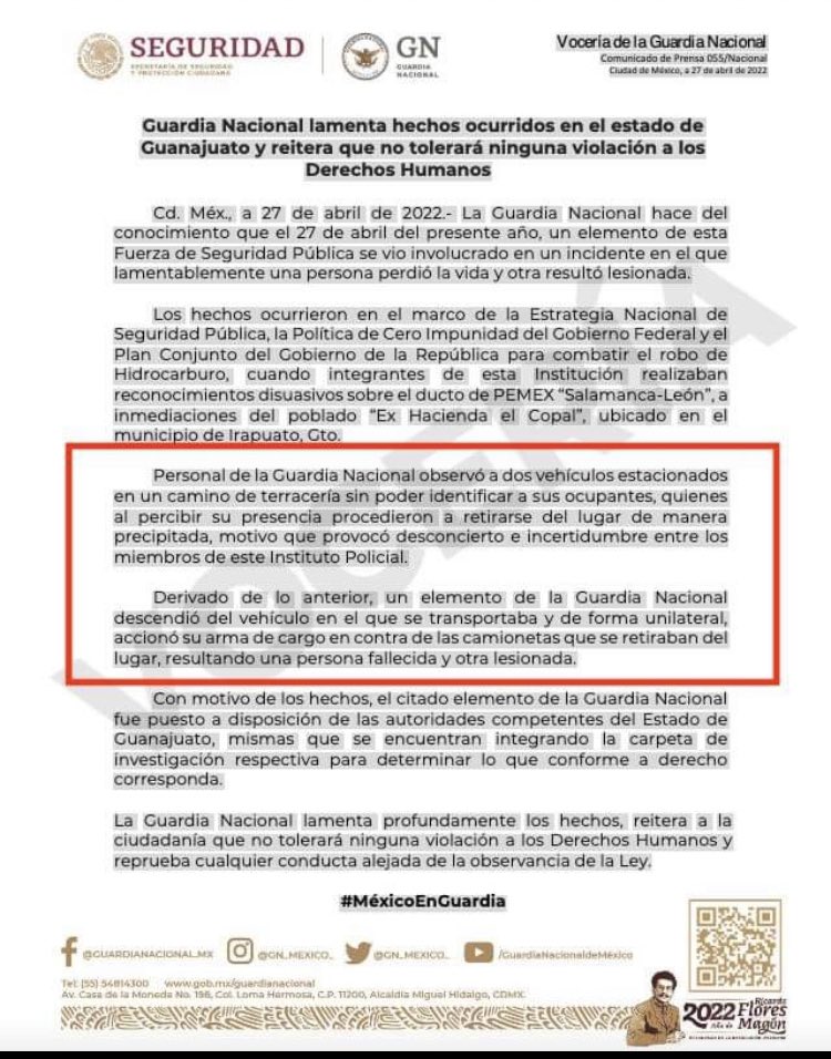 SergioPO85's tweet photo. El comunicado de la @GN_MEXICO_ sobre el asesinato de Ángel Ignacio Rangel pone en evidencia dos faltas graves por parte de la institución. 👇🏽🧵 https://t.co/Xz6clb4PWA