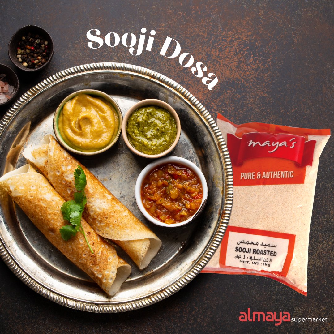 Rava dosa also known as Suji Dosa, is a thin, lacy and crisp South Indian crepe made with semolina, rice flour, spices and herbs.

📲 Home delivery available on <a href="/nownowapp/">なうなう！</a> @instashop_app &amp; <a href="/amazonae/">Amazon.ae</a> ⁠
⁠
Open 24/7, 7 days a week!⁠
⁠
#almayasupermarkets #RamadanRecipe #Dosa