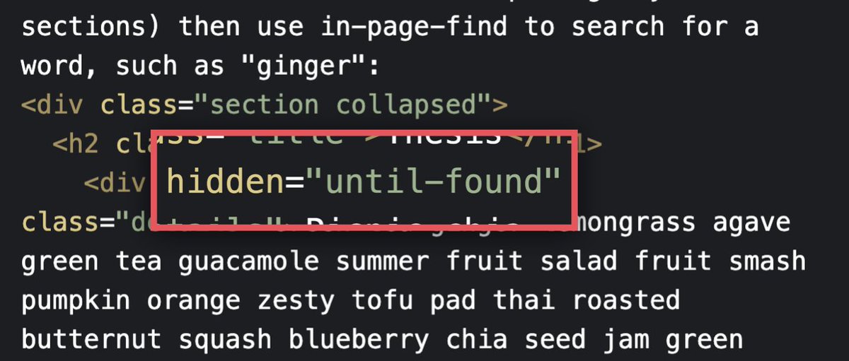stefanjudis's tweet image. 📣 New HTML stuff is coming to Chrome.

`hidden=&quot;until-found&quot;` makes hidden content searchable.

More info: developer.chrome.com/blog/hidden-un…