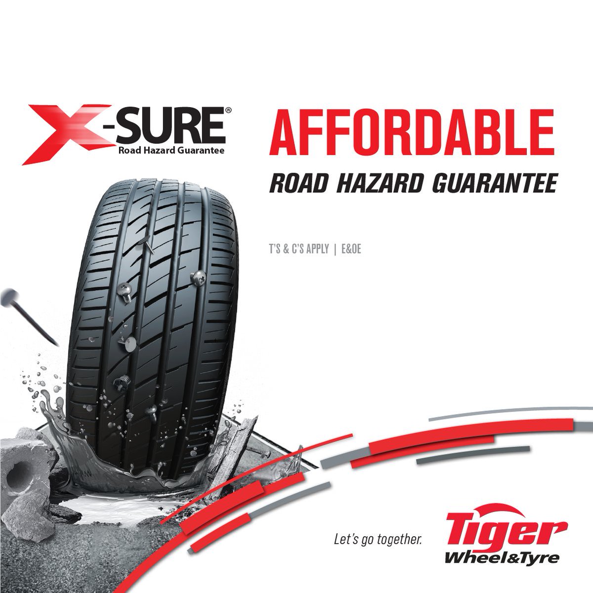 TigerWheelnTyre's tweet photo. Don't let irreparable tyre damage dry out your bank account. 

Be sure with  X-SURE® Road Hazard Guarantee! 

Sign up today and let us take care of your tyre replacement. 
https://t.co/t5l2rZ8wr6

#TigerWheelnTyre #letsgotogether #XSure #RoadHazardGuarantee https://t.co/4xmfrVMZUi