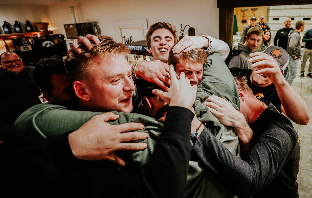 HawkeyeFootball's tweet image. Celebrating one of your biggest moments with your best friends.

#NFLHawks | #NFLDraft