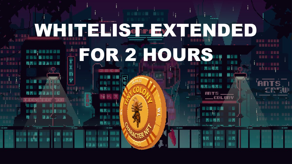 TinyColonyGame's tweet photo. We knocked out Solana🥊💥

Whitelist Round has been extended by 2 HOURS, followed by Public. 

WL tokens will still get you a discount! 

https://t.co/eaP4NxOCir https://t.co/WuIDBg0rTY