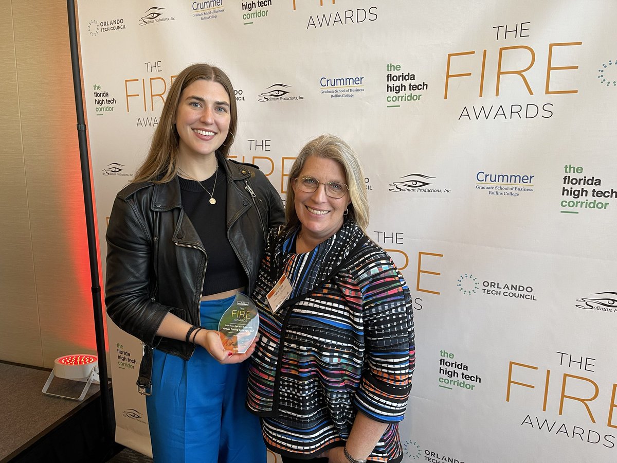 cregansollers's tweet photo. A thrilling evening to receive the #objfireawards on behalf of @VirtualDiningCo! 

A Fresh Face award for our achievements in growth, vision and recruitment in the Orlando tech market. https://t.co/kgpVM9740P