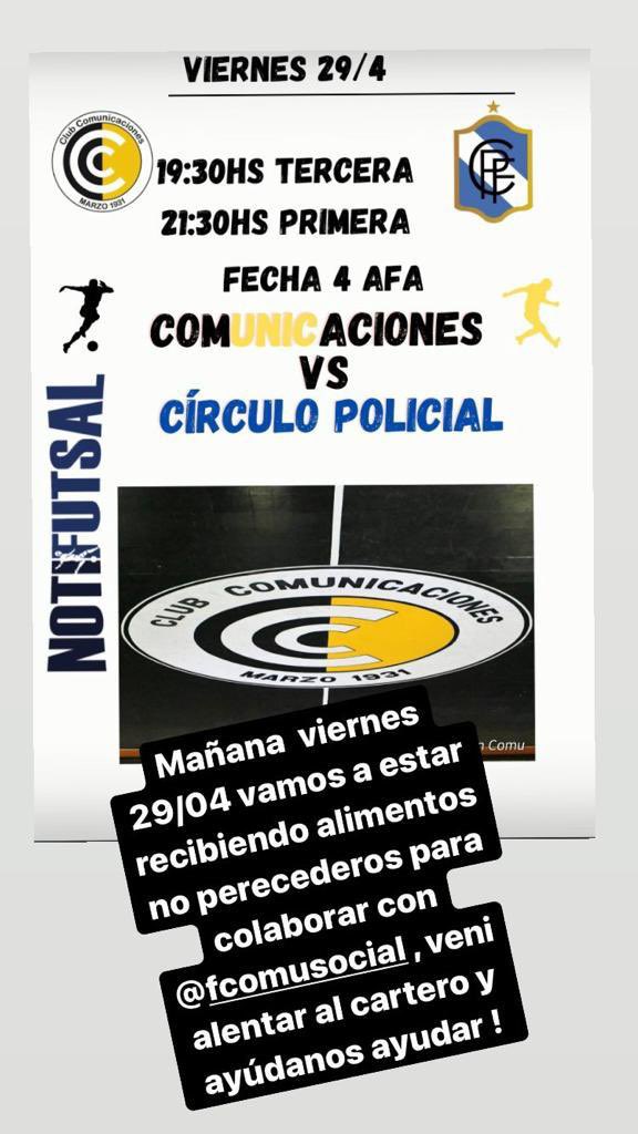 schcomu's tweet photo. Este viernes vení a alentar al futsal y ayúdanos a ayudar
@SergioRek @siempreconcomu @PrensaComu @comugeneroyddhh @TCartero @ClubComu https://t.co/mnu4wTjhQp