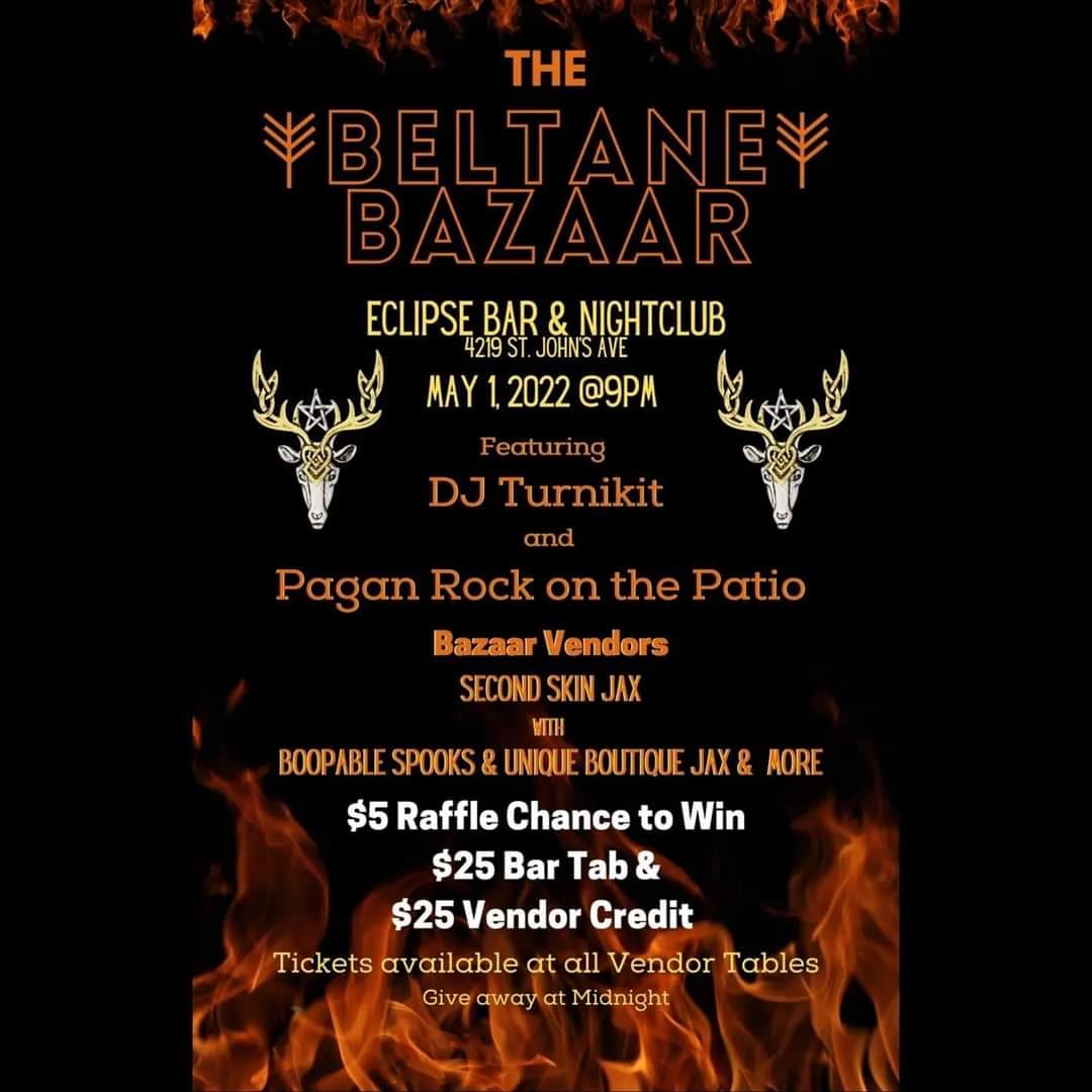 H85Moon's tweet photo. If U are pagan, wiccan, goth, poly, swingers, gay, straight, have kinks or fetishes; Come celebrate Beltane with us &amp; these amazing vendors/artists! We would absolutely ❤ to have each &amp; every 1 of you come see us! I will b your bartender, @SecondSkinJax your host &amp; DJ Turnikit! https://t.co/9ORjMt9hgm