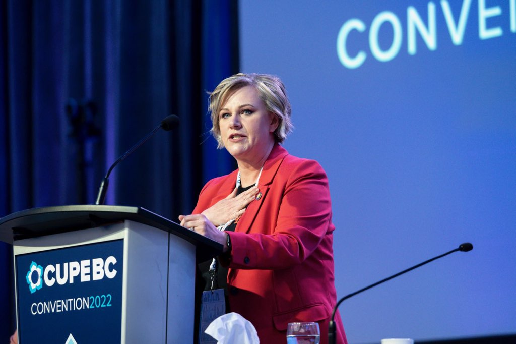 HospEmpUnion's tweet photo. "... protection and restoration of critical public infrastructure,
and safe and comforting spaces for
those isolated by each crisis.
Thank you." 2/2 #bcunion #CUPEBC2022
Have a great convention delegates! Solidarity from your friends at HEU! https://t.co/fLwXnFTHPf
