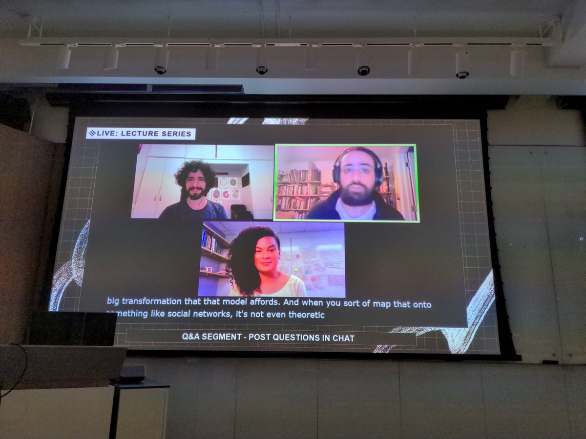 Just watched a great talk from @ra and @Andy_Makes about their creative technology coop @emmacooperative -- so inspiring to hear from folks building counter-capitalist business structures, lots to learn from here // thanks @NYUGameCenter for hosting
