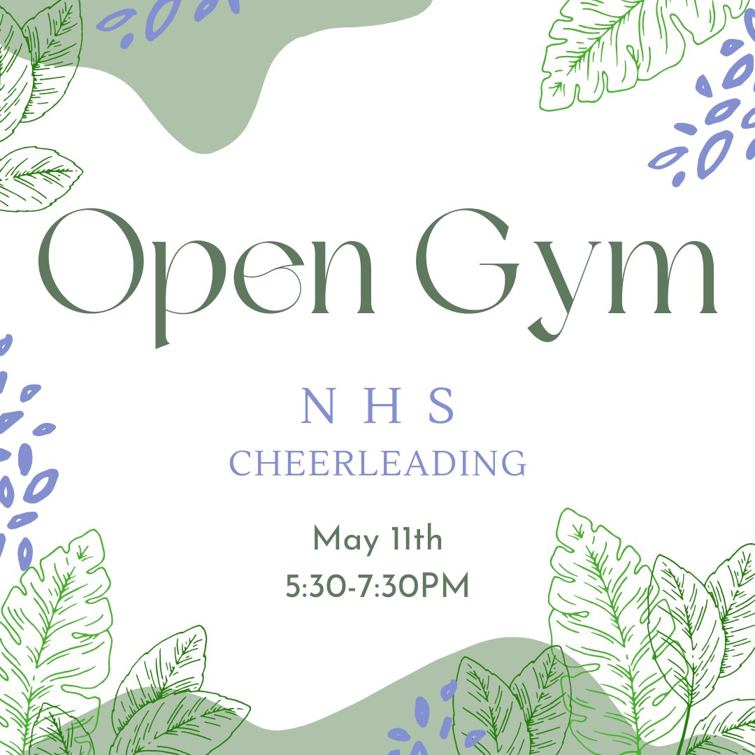 First open gym will be Wednesday May 11th at 5:30PM in the Lark Gym! OPEN TO ALL!! #nhscheer #rangernation #statechamps
