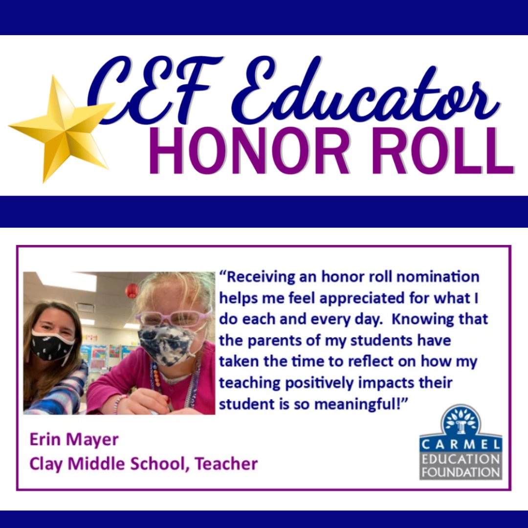 ⭐️Recognize the teachers and <a href="/myCCS/">Carmel Clay Schools</a> staff who've made a difference in your student's life with a nomination for the "CEF Educator Honor Roll” as a tribute to their positive impact. Nominations are simple at:
ccs.k12.in.us/foundation/eve…