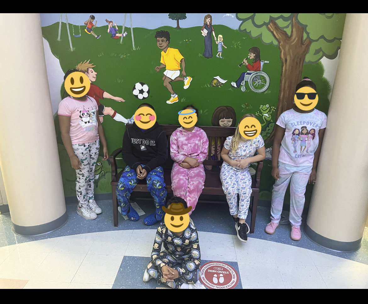 MsKFreeman12's tweet photo. Pajama Day was a success for #AutismAwareness and #DressUpWeek at ⁦@BBE_Bullfrogs⁩ . All the grade levels were so happy to dress in comfy clothes today! Remember to wear ALL BLUE 👕👖🩴🧢 tomorrow for our Autism Awareness Parade! https://t.co/0qiivgMKX8