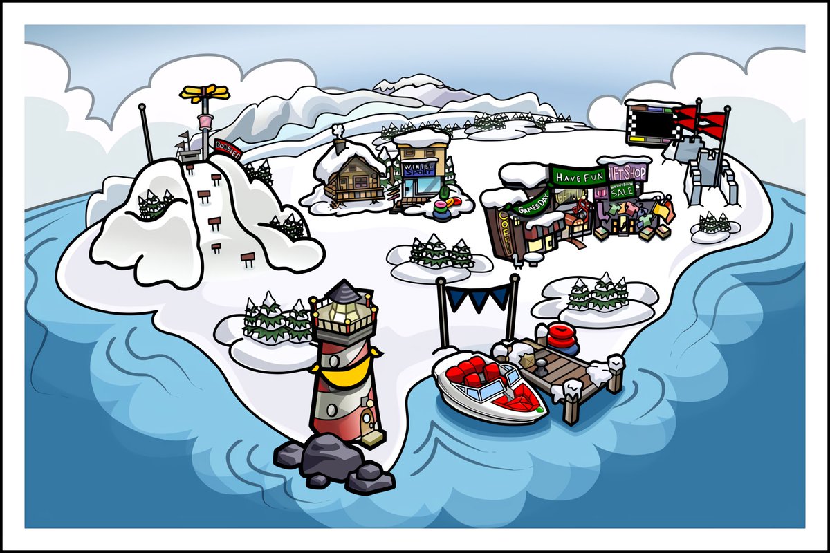 ClubPenguinLore's tweet photo. The map from Club Penguin Game Day, which featured the island from a different angle.

#ClubPenguin🐧 https://t.co/Fz2n2gtNLm