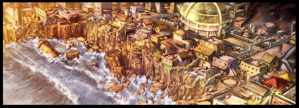 GolarionToday's tweet photo. 4698 AR: Earthquake devastates Beldrin's Bluff (#Absalom)*
The bluff ceased to exist when an earthquake, sheared off a large chunk. it became "Precipice Quarter", the poorest, most derelict quarter. https://t.co/256nSia3WG https://t.co/4AhIniCK3L #BeldrinsBluff #4698AR https://t.co/fNzOChlPne