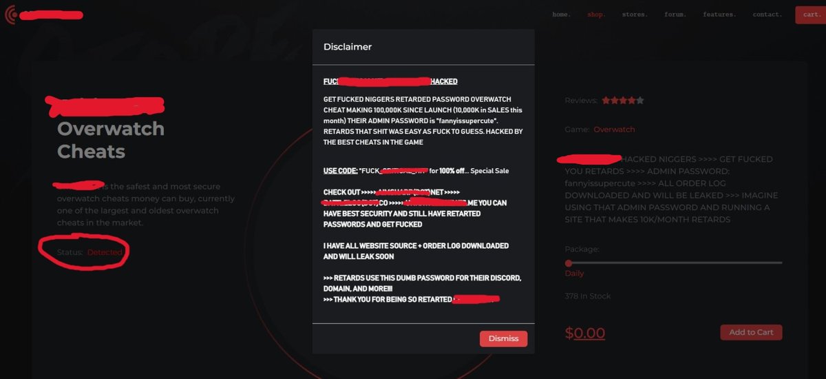 AntiCheatPD's tweet image. A well-known overwatch cheat provider that has been attacking and ruining overwatch since early 2018, was hit by another cheat provider today leaking emails, keys, and revenue stream. According to our contact, the cheat provider has made over $10,682 this month which is untaxed.