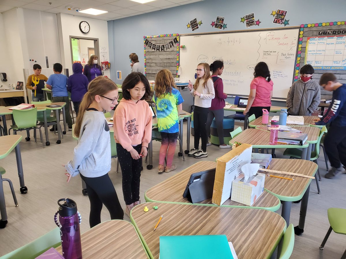 MHansenMN's tweet photo. Prepping for our Mythology Showcase!  Tomorrow is the big day!  We can't wait to welcome our friends and families back into school and share our learning with them.  It's going to be a wonderful day! #BishopRPS #HansenLearn https://t.co/tZkXsM5G2Z