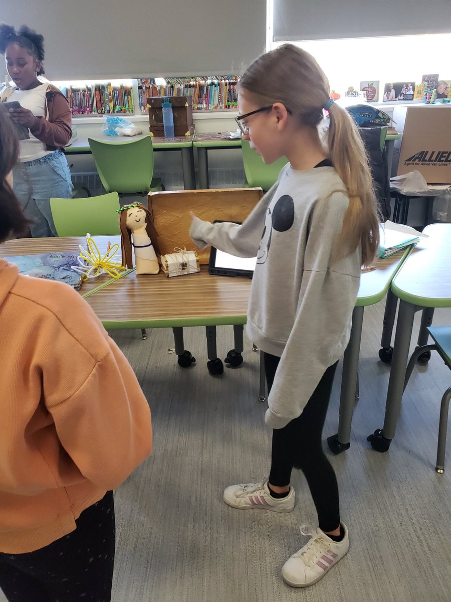 MHansenMN's tweet photo. Prepping for our Mythology Showcase!  Tomorrow is the big day!  We can't wait to welcome our friends and families back into school and share our learning with them.  It's going to be a wonderful day! #BishopRPS #HansenLearn https://t.co/tZkXsM5G2Z
