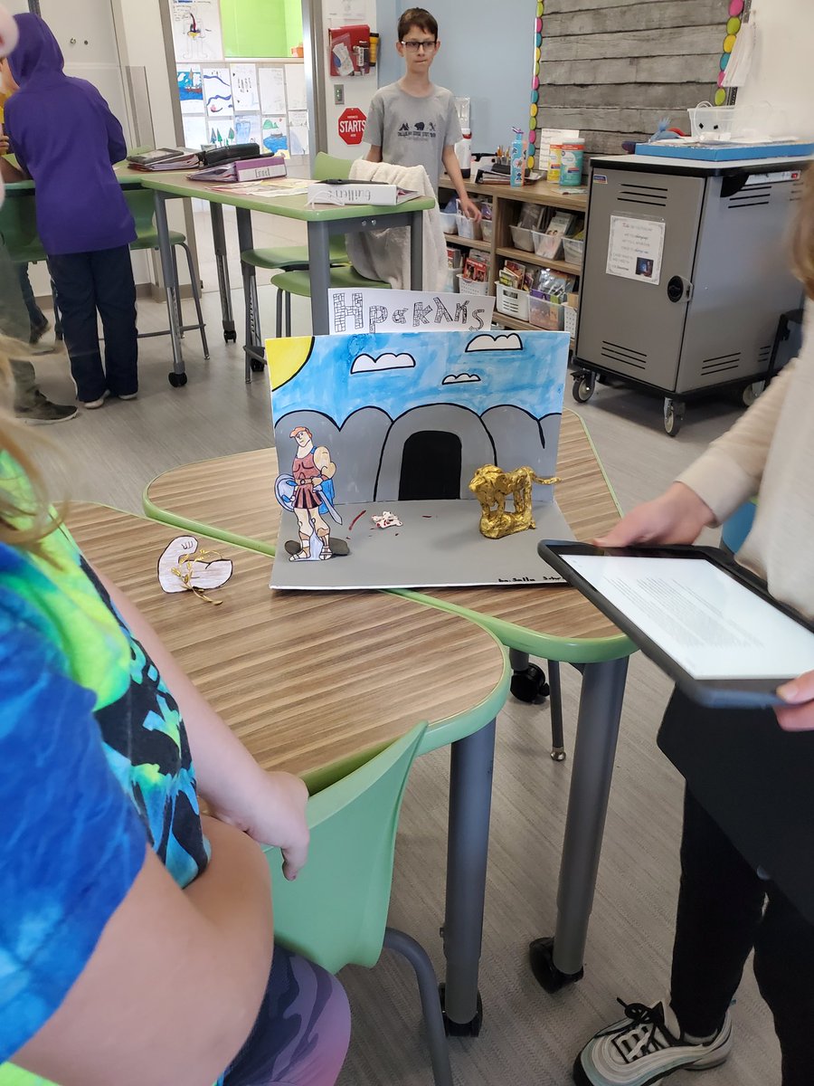 MHansenMN's tweet photo. Prepping for our Mythology Showcase!  Tomorrow is the big day!  We can't wait to welcome our friends and families back into school and share our learning with them.  It's going to be a wonderful day! #BishopRPS #HansenLearn https://t.co/tZkXsM5G2Z