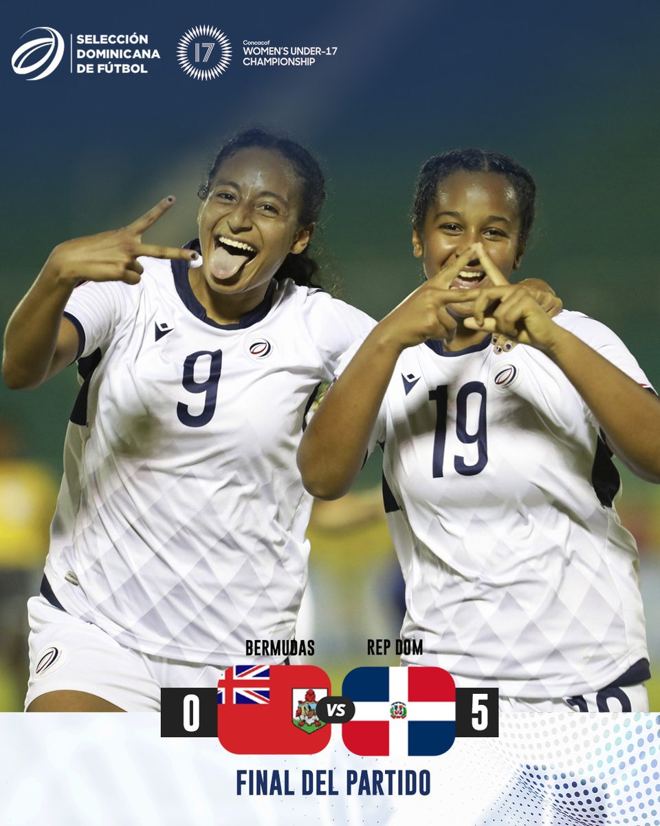 sedofutbol's tweet photo. #CWU17| 90+1'🕐| 🇧🇲 0-5 🇩🇴

¡FINAAAAAAL DEL PARTIDO! 

Victoria y clasificación para la siguiente ronda de Rep. Dominicana 🇩🇴🇩🇴🤩

#LaSeleccionNosUne ⚽💥 https://t.co/qSmPJbtGtO