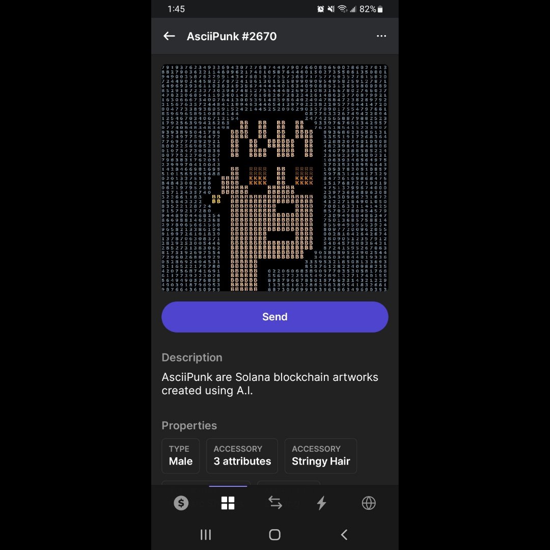 ultraalpha7's tweet photo. My 47th #NFT , AsciiPunk #2670. Bought it on secondary market @MagicEden for 0.045 sol which was about $5 at the time, April 20th 2022. #AsciiPunk #SolanaNFT #SolanaCommunity @ascii_punk @phantom https://t.co/Dgz3fNmnsy