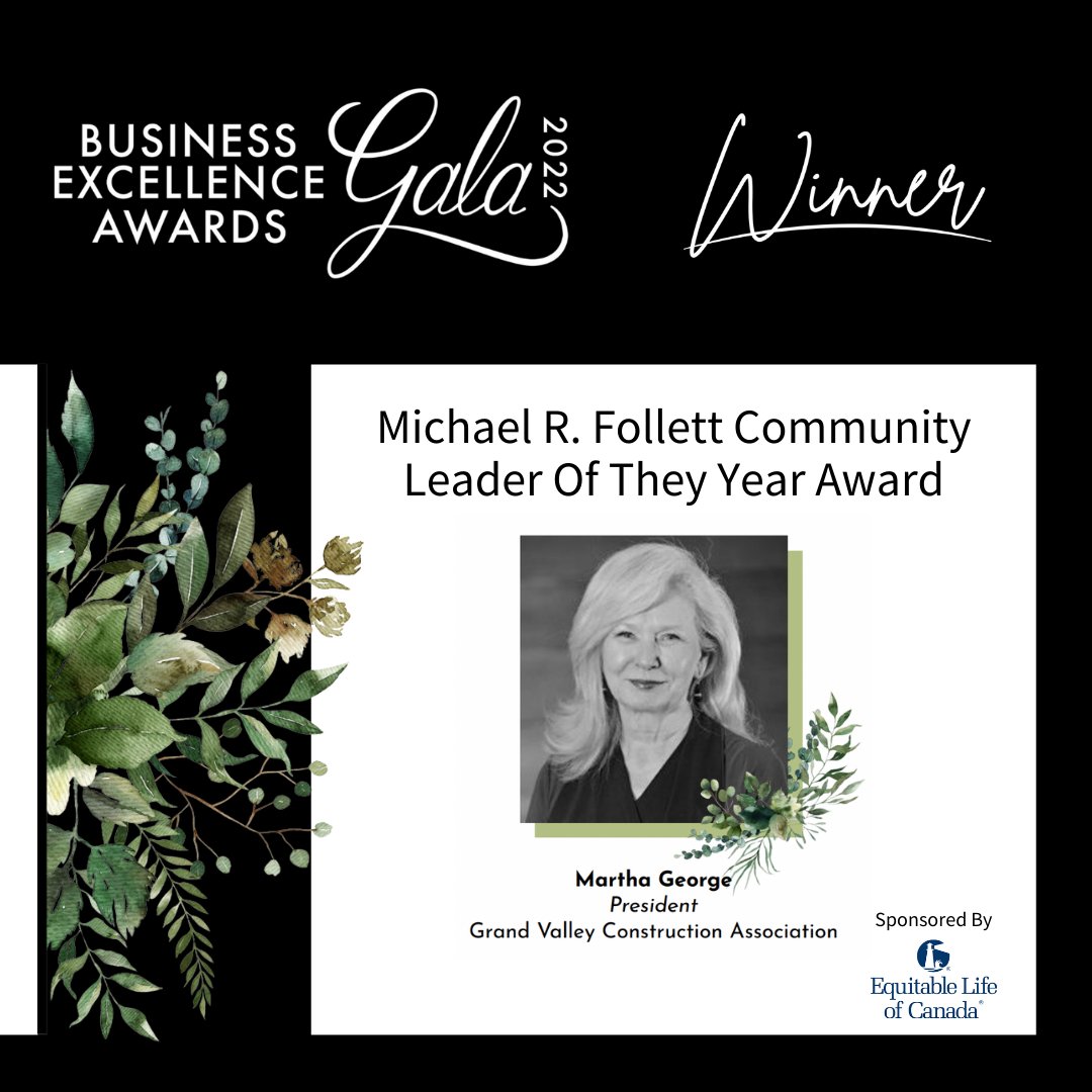 GKWCC's tweet photo. The winner of the 2022 Michael R. Follett Community Leader of the Year Award sponsored by @equitablelife is…

Martha George - President of the Grand Valley Construction Association (@GVCANews)

Congratulations! https://t.co/YohWdthjGn