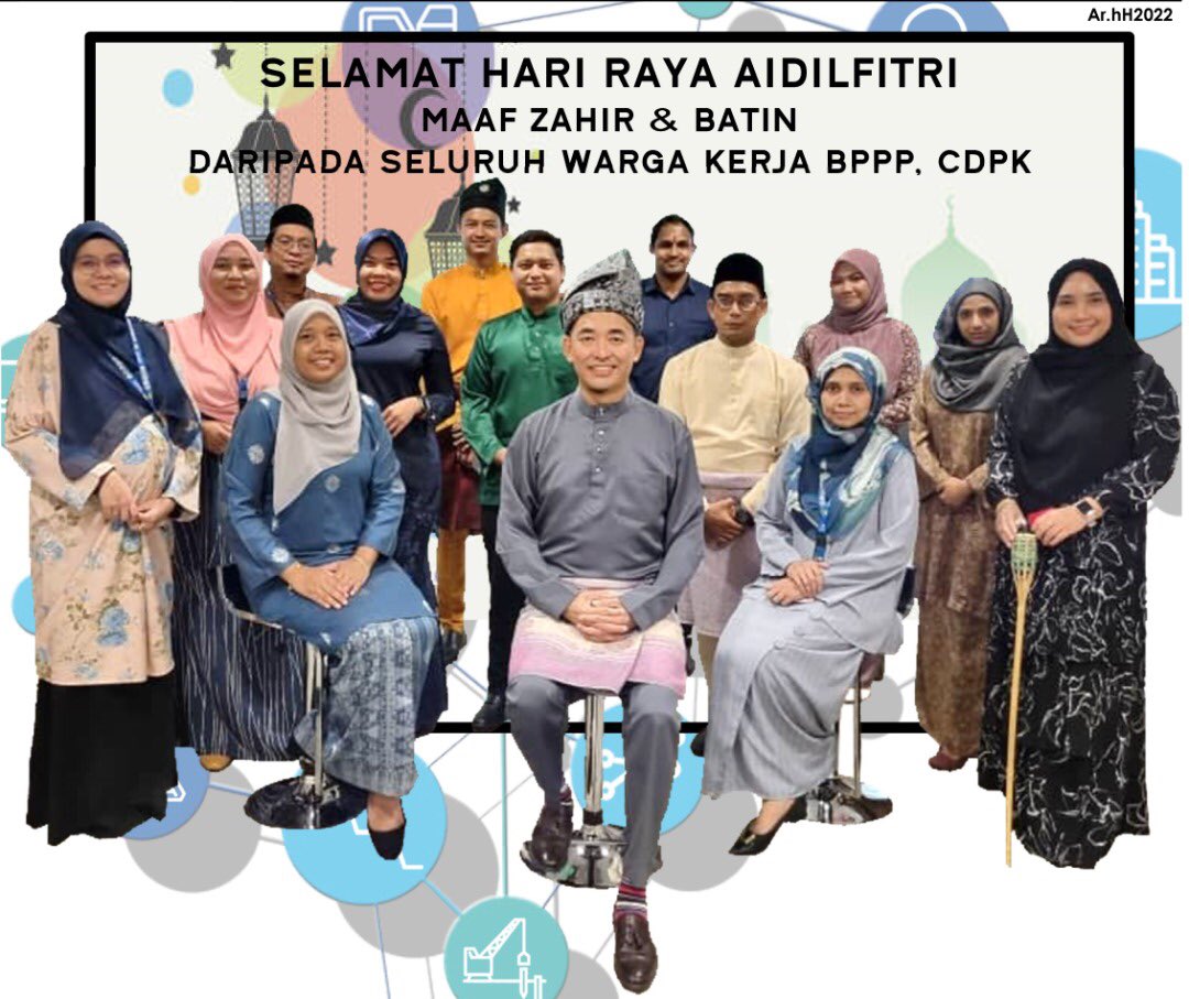 Kami, warga <a href="/BPPPCDPK/">BPPP CDPK JKR</a> mengucapkan Salam Aidifitri dan Maaf Zahir Batin buat seluruh warga <a href="/JKRMalaysia/">JKR Malaysia</a> tidak kira di mana jua anda berada.

Semoga ikatan kemesraan kembali terjalin bersama keluarga dan sanak saudara di Hari Lebaran ini.

<a href="/IrZulkefly/">Mohd Zulkefly S</a> 
<a href="/masribaharuddin/">Masri Bin Baharuddin</a> 
<a href="/zarabizan/">DR. Ir. Ts. Gs. Br. Zara Bizan</a>