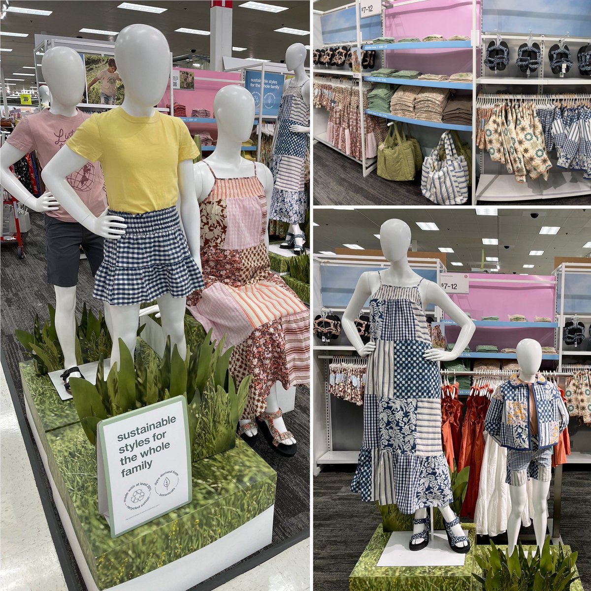 MaySandlin11's tweet photo. Loving how our Spring Dressing Gateway turned out😍🌼🌸👩👦👨👧 see the last pic for the lovely guest I had helping me today w all the things👯♀️ #target #visualmerchandiser #springdressing #twinning #vmtesla #greatminds https://t.co/p1B53fbtpb
