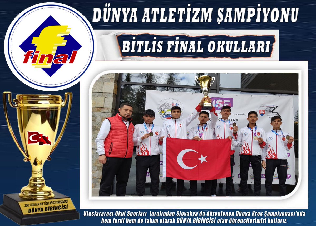 BitlisFinal's tweet photo. Dünya Atletizm Şampiyonu Bitlis Final Okulları Tebrikler Teşekkürler
#finaleğitimkurumları #bitlis #Atletizm #dunyasampiyonasi #finalegitim #koşu #genclikspor #kupa #altınmadalya https://t.co/EFU4LOta7t