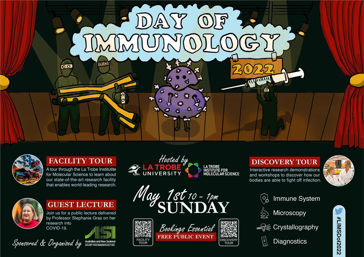 BioChem Society LTU (@biochemltu) on Twitter photo Happy #DayOfImmunology! 💉🦠
Come along to celebrate #DOI <a href="/latrobe/">La Trobe University</a> this Sunday morning to learn about our immune system, have a free tour of the <a href="/LIMSLTU/">La Trobe Institute for Molecular Science</a> facility plus refreshments. Happy #DayOfImmunology! 💉🦠
Come along to celebrate #DOI <a href="/latrobe/">La Trobe University</a> this Sunday morning to learn about our immune system, have a free tour of the <a href="/LIMSLTU/">La Trobe Institute for Molecular Science</a> facility plus refreshments.