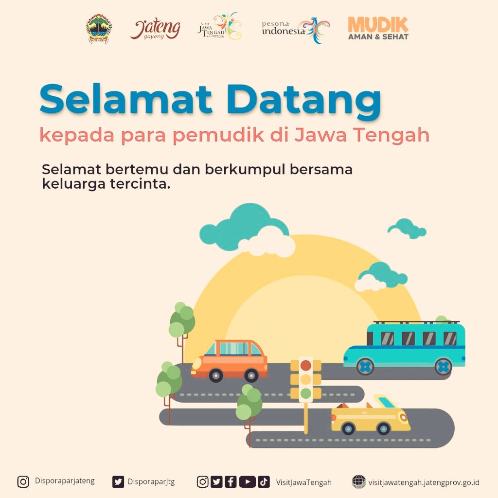 budparekrafjtg's tweet photo. Selamat Datang sobat wisata &amp; olahraga yg mudik di Jawa Tengah. 

Ingat perjalanan nya tidak usah ngebut buru2 kalo lelah istrirahat di rest area yg pasti pasti ajah pasti sampai kok, 

Selamat bertemu dan berkumpul bersama keluarga tercinta. 

#MudikAmanLancar #MudikLebaran2022 https://t.co/RKQ3Qr7mrW