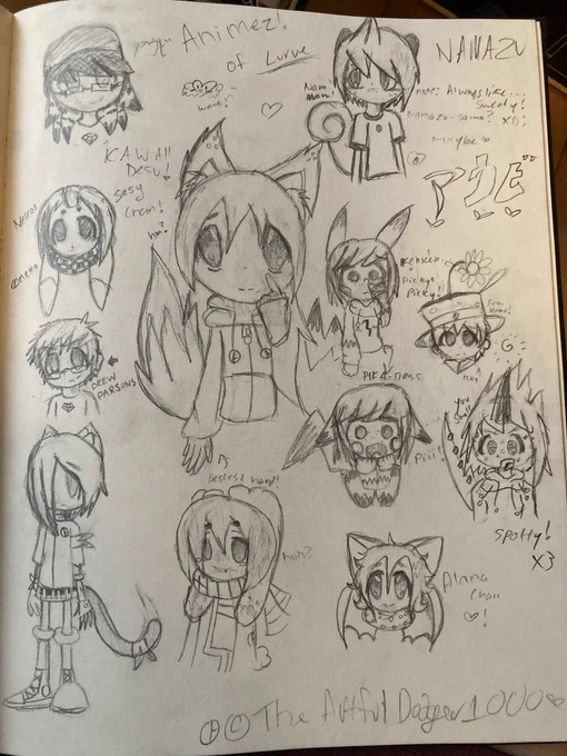 A sketchbook page illustrating my desire to stop drawing sonic and draw anime instead 