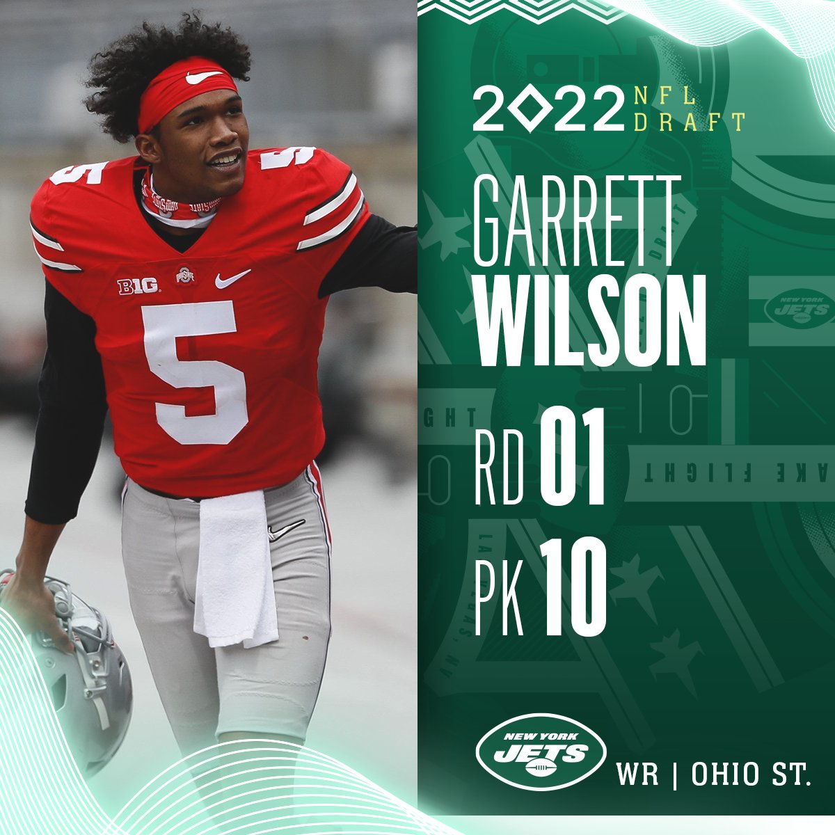 NFL on X: 'With the No. 10 overall pick in the 2022 @NFLDraft, the @nyjets  select Garrett Wilson! @NewEraCap