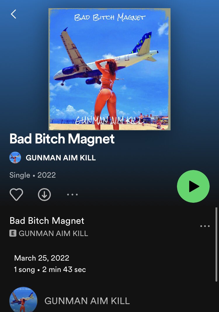 Tru Music Ent®️ (@trumusic_ent) on Twitter photo Head over to Spotify and check out <a href="/gunmanaimkill/">GUNMAN AIM KILL✖️</a> and his new track “Bad Bitch Magnet”. He’s making waves on our hot Spotify playlist along with all other streaming platforms!
<a href="/gunmanaimkill/">GUNMAN AIM KILL✖️</a> 🔥
Be sure to follow the artist!
open.spotify.com/track/7LNT669y… Head over to Spotify and check out <a href="/gunmanaimkill/">GUNMAN AIM KILL✖️</a> and his new track “Bad Bitch Magnet”. He’s making waves on our hot Spotify playlist along with all other streaming platforms!
<a href="/gunmanaimkill/">GUNMAN AIM KILL✖️</a> 🔥
Be sure to follow the artist!
open.spotify.com/track/7LNT669y…