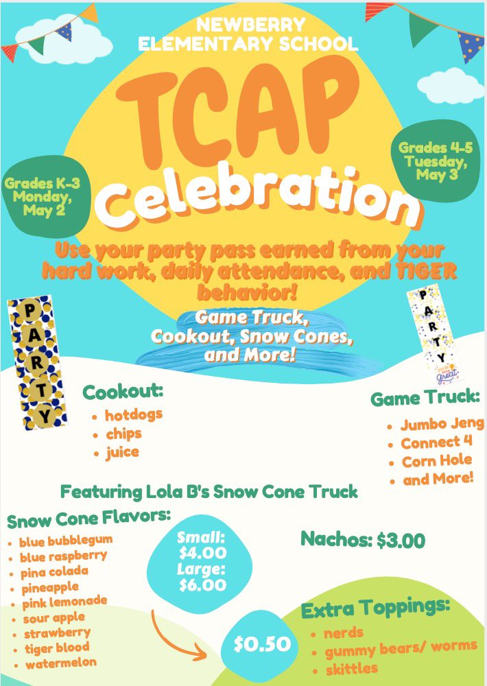 We are ready to use our party passes to celebrate our hard work and TIGER behavior during TCAP!