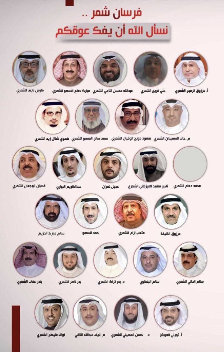 نسأل الله في هذه الليالي المباركه ، أن يُفرج عنهم الكرب وتكون الأيام القادمة أيام خير وفرج وسرور ، #تشاورية_شمر