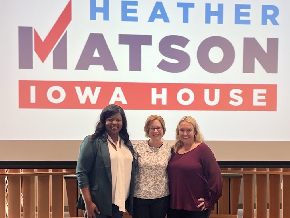 DeidreDeJear's tweet photo. It was a joy to be with House Minority Leader @KonfrstForHouse in support of @MatsonForHouse this evening as she launched her campaign in Ankeny! For Democrats to win in November, it’s going to take all of us, up and down the ballot, working together! #WorthTheWork https://t.co/NRWh3hQTIw