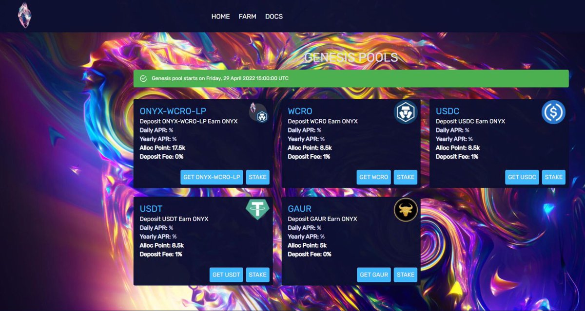 GaurMoney's tweet photo. Quick reminder! Onyx Money’s genesis pools are starting on Friday, April 29th at 15:00 UTC! If you want to stake, get your $GAUR and $GSHARE ready before then! #CronosChain #Cronos #GAUR #GSHARE #OnyxMoney #GaurMoney https://t.co/UFyVbmlxu4