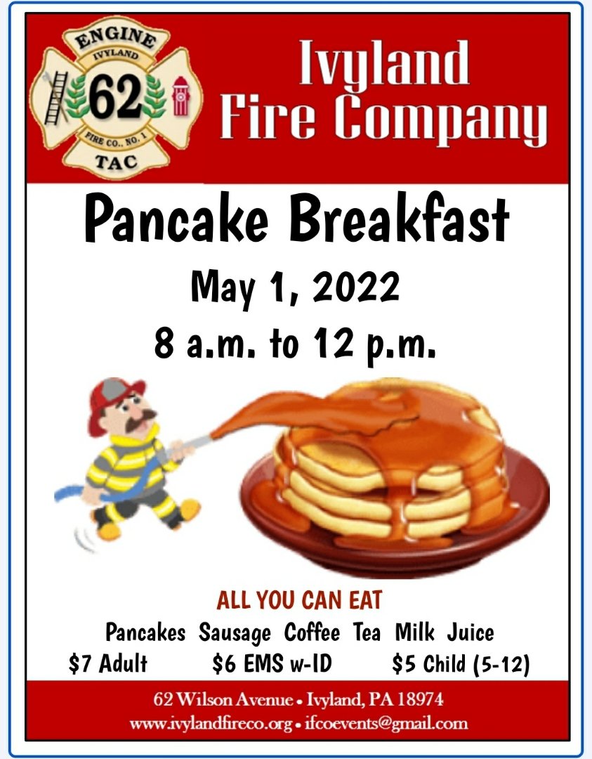 Come out to our Pancake, this Sunday from 8 a.m. to 12 p.m.