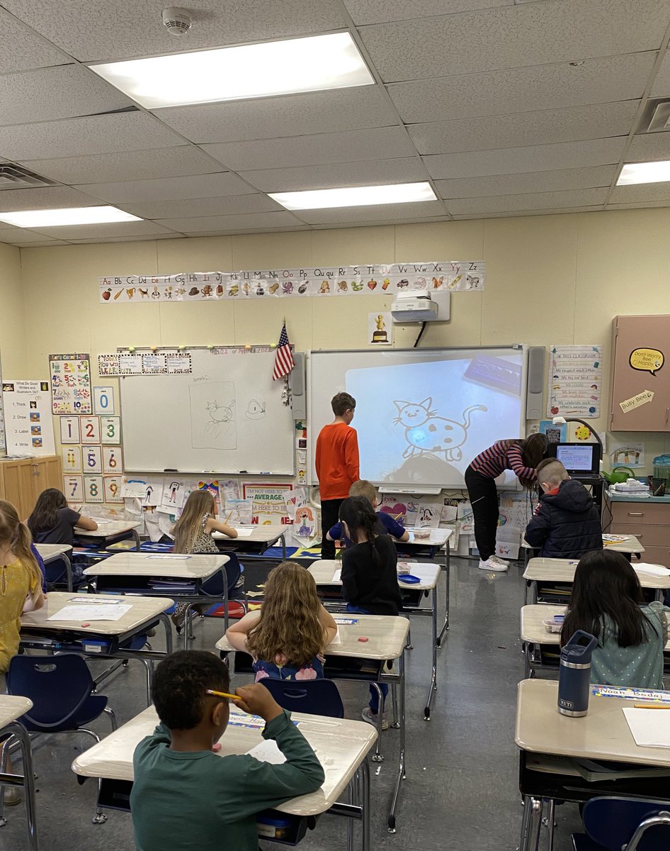 MrsDonovan5's tweet photo. #TakeYourChildToWorkDay Thankful for our MOMS helpers Samantha and Nicholas @DianaEVining and my son Joseph for the book reads/drawing tutorials. Fun to turn back the hands of time &amp; have them in Kinder one more time💕@melandyk @JOlsyn1109 @MountOliveTSD https://t.co/1KtS3UicGm