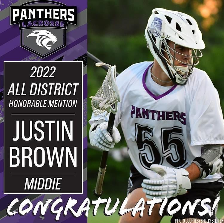 Congrats to Justin Brown ‘23 midfielder for his Lacrosse All District Honorable Mention recognition. Great season <a href="/justin_brown04/">justin brown</a> !
#PantherPride