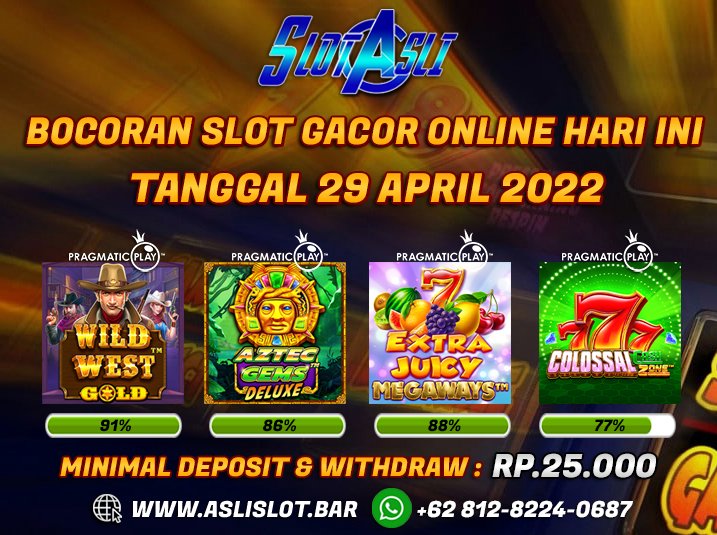 SlotAsli's tweet photo. Bocoran Game Slot Gacor Hari Ini Tanggal 29 April 2022 Dengan Beragam Situs Slot Online Uang Asli Terbaik. Adanya Informasi RTP Slot Gacor Online Tertinggi Hingga 91%.

https://t.co/cH3XV3otKx

#SlotAsli #SlotOnline #SlotGacor #SlotIndonesia #BocoranSlot #RTP #JudiSlotIndonesia https://t.co/1J30RJl06k
