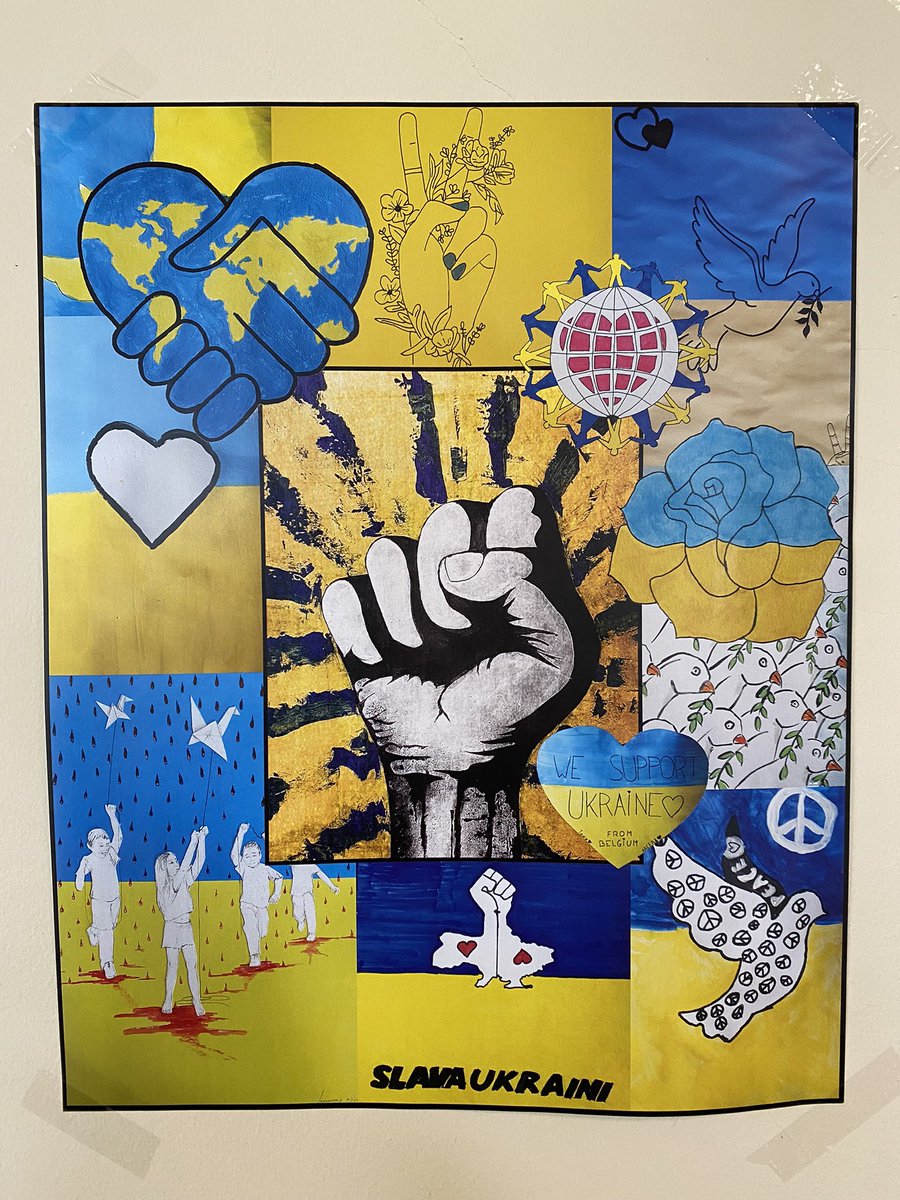 nielcapidos's tweet photo. Powerful artworks here in the refugee camp for Ukrainians #PeaceforUkraine https://t.co/0QXBKzSYqY