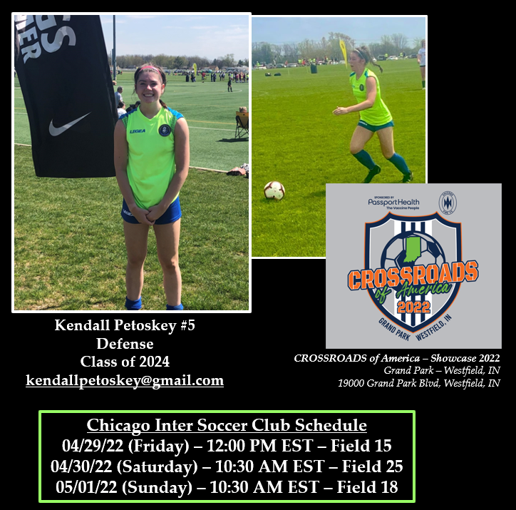 kendallpetoskey's tweet photo. And we are off to the next one... Crossroads of America Showcase this weekend at Grand Park in Westfield, IN! Very excited to be playing again with @Inter06red/@Inter05Red! #CrossroadsShowcase @ImCollegeSoccer @scoutingzone @TheSoccerWire @TopDrawerSoccer @MIRangersFC @INFireJrs https://t.co/yc7Ez85eXD