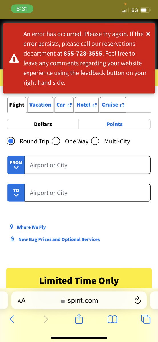 sjbr27's tweet photo. @SpiritAirlines what’s going on with your app and website? I can’t check in this has been going on ALL DAY https://t.co/Y9xbhCTPKO