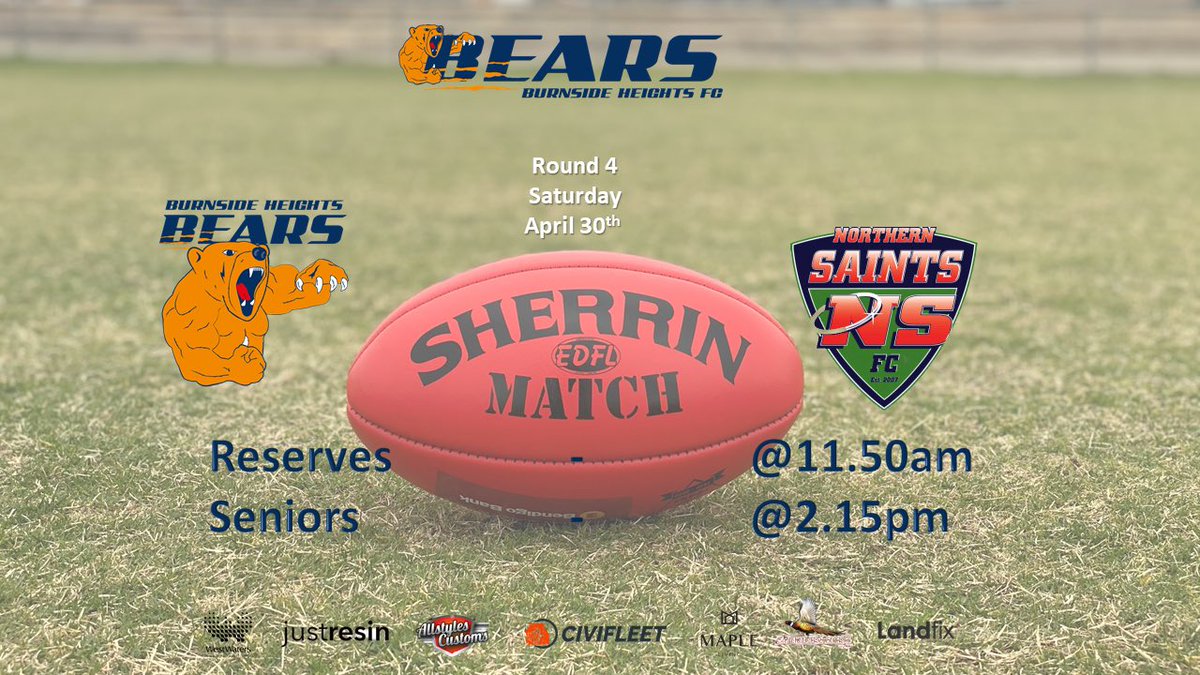 Our Senior Mens teams head up the Ring Road tomorrow to take on the <a href="/NorthernSaints/">Northern Saints FC</a> in Round 4 of <a href="/edflfooty/">EDFL</a> action.

#communityfootball #bearsvsaints #comeonbears #orangeandblue #bears #bhfc2022