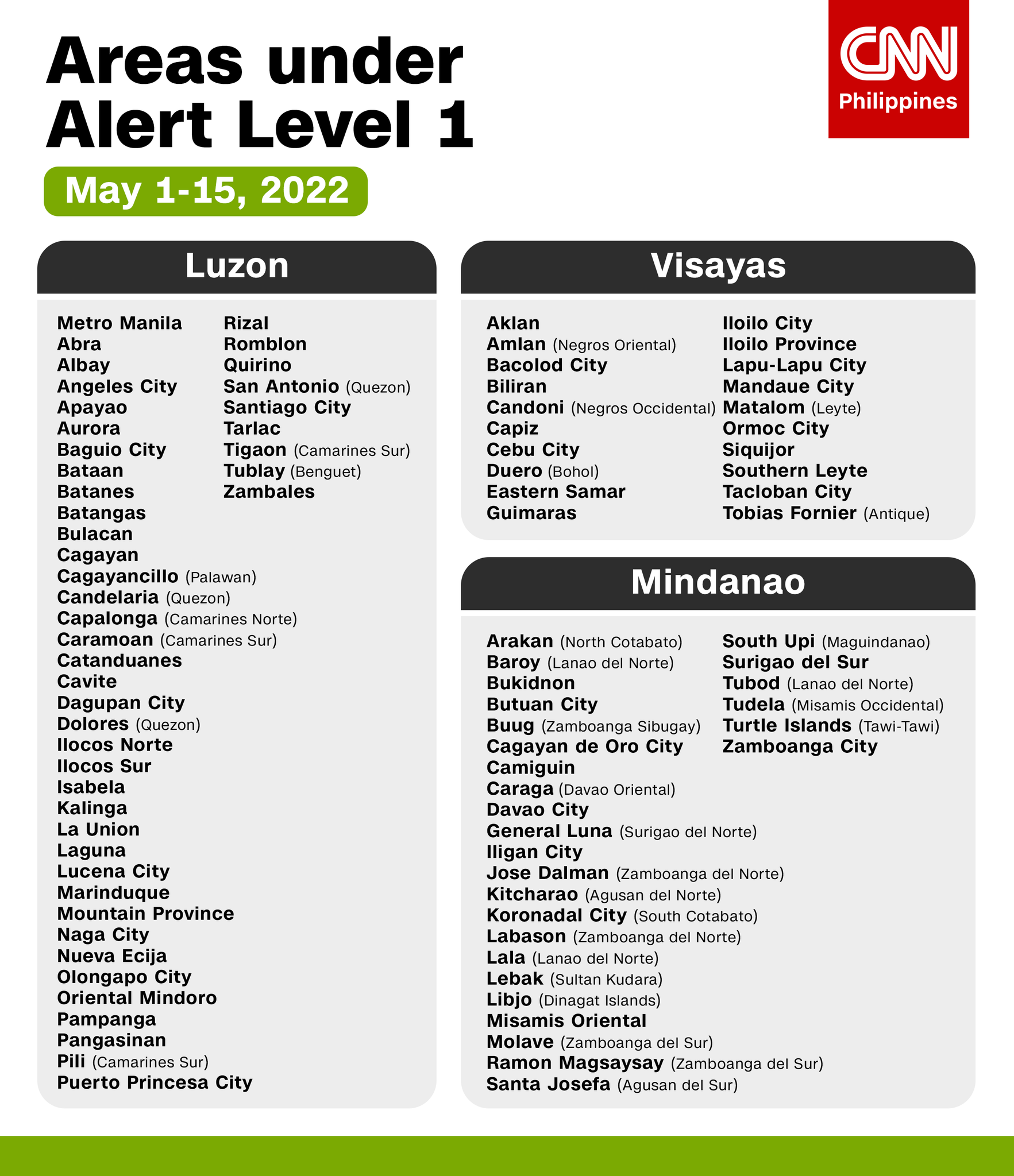 CNN Philippines on Twitter "Here are the areas under alert levels 1