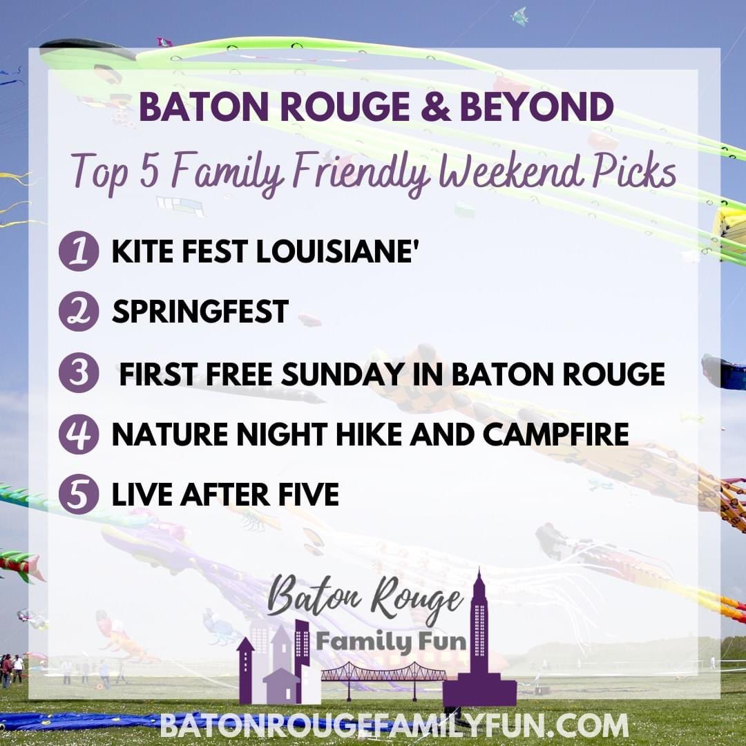 This week's Top 5 Picks for Family-Friendly Things To Do in Baton Rouge are mostly outdoors.🌲🌻🌞 Let's enjoy the cooler weather while it's still with us! Full details: batonrougefamilyfun.com/family-friendl… 

#BRFamilyFun #FindYourFunBR #batonrouge