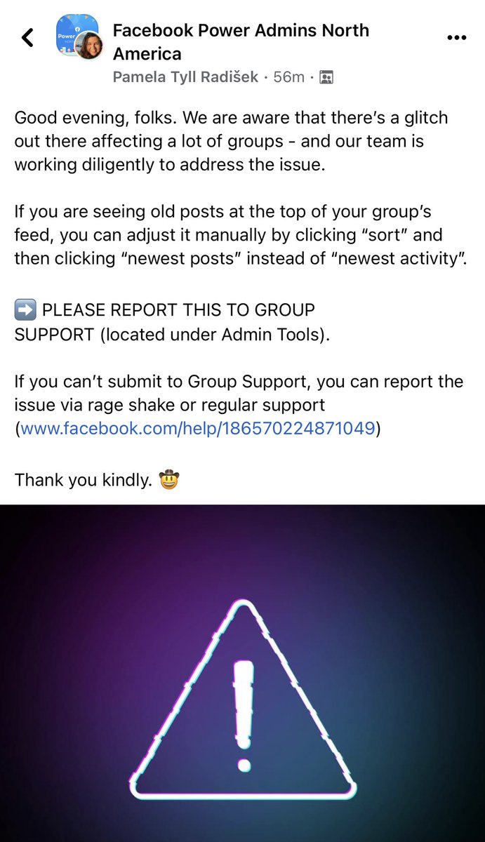 CookeCapeMay's tweet image. Well @Meta is aware of a hiccup on #Facebook group pages bringing up old posts. Not s trip down memory Lane #poweradmin