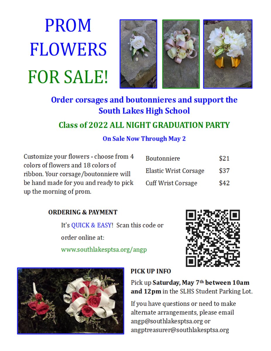 Prom is coming and you need flowers - deadline to order is May 2nd!