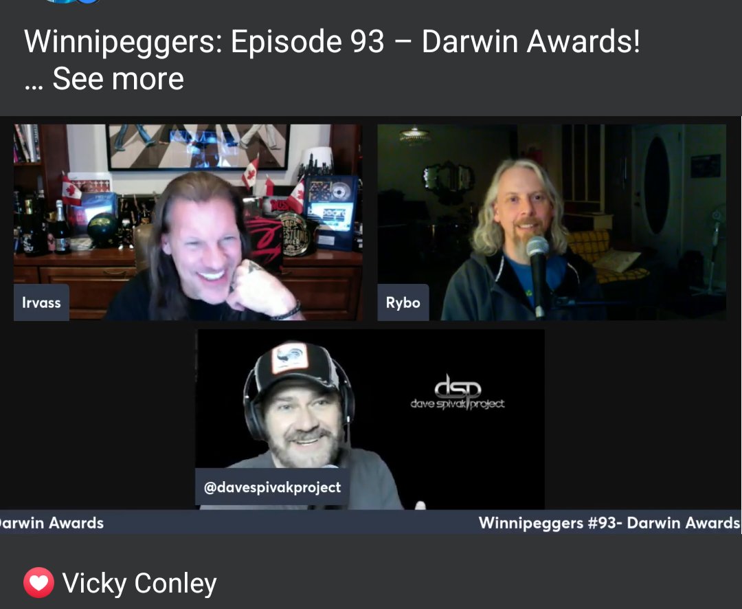 VickyConley44's tweet photo. @IAmJericho #Winnipegers The Darwin Awards reminds me of the TV show 1000 ways to die. I loved all the Stories.. I know the Paperview will be great! Much β€οΈ!!! https://t.co/UiiO7nVqm8