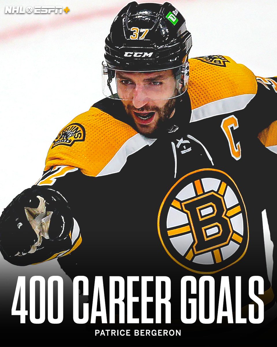 SportsCenter's tweet image. A big milestone for Patrice Bergeron 4️⃣0️⃣0️⃣ @NHLBruins
