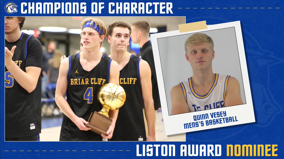 bcuchargers's tweet photo. The NAIA Liston Award is present to junior men’s and women’s basketball players with high athletic and academic achievement. Briar Cliff’s Liston Award nominees to the GPAC are Kaegen Held and Quinn Vesey.

#BriarCliffCOC #BattleOn https://t.co/3XTQuXLwbb